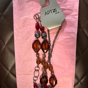NWT Apt. 9 Amber and Ruby Beaded Necklace
